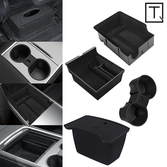 Tesla Model 3 Model Y 2021-2022 Car Accessories: Central Armrest Storage Box Organizer for Cup Holders and Center Console.